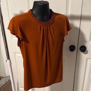 Calvin Klein Rust Orange Pleated Blouse
